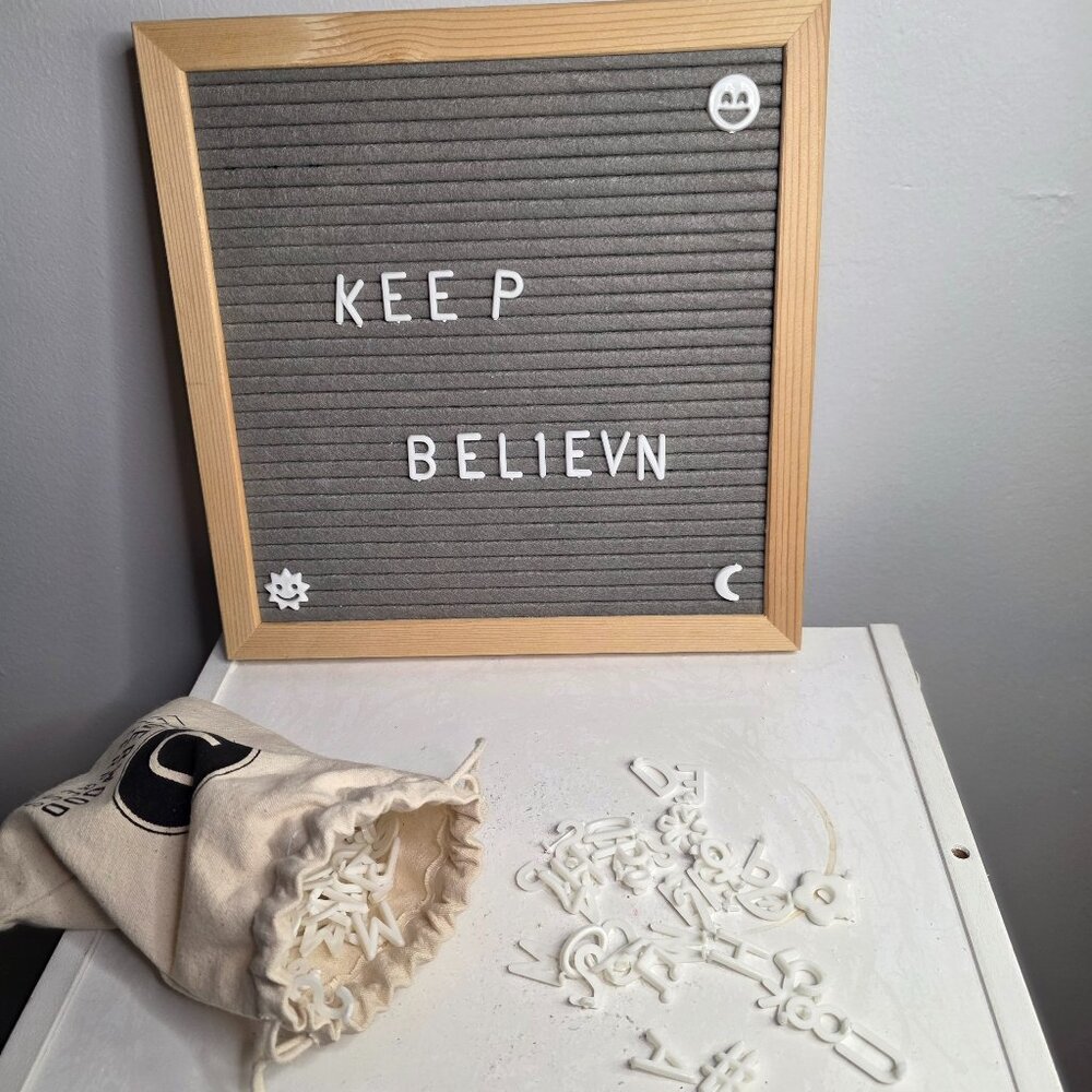 Underwood Letterpress Felt Letter Board With White Letters Numbers 10x10